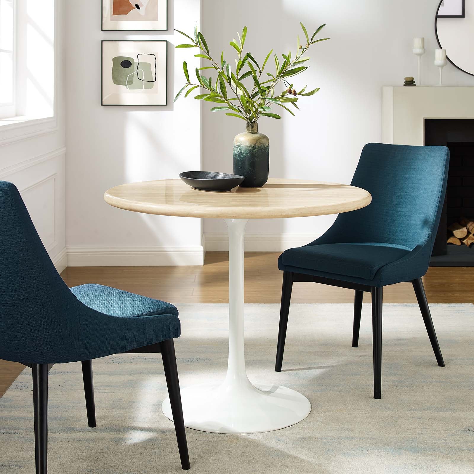 Lippa 36" Round Faux Travertine Dining Table by Modway