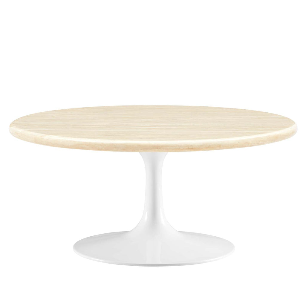 Lippa 36Ó Round Faux Travertine Coffee Table by Modway