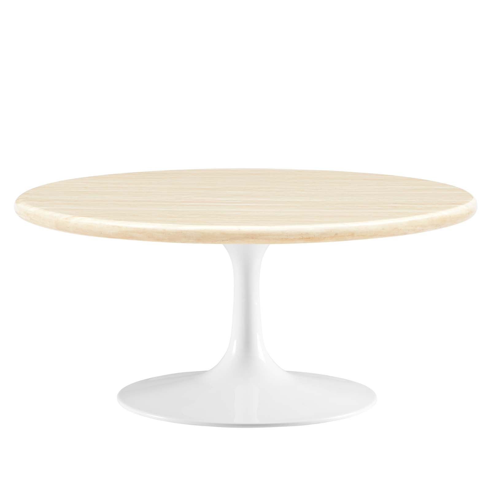 Lippa 36Ó Round Faux Travertine Coffee Table by Modway