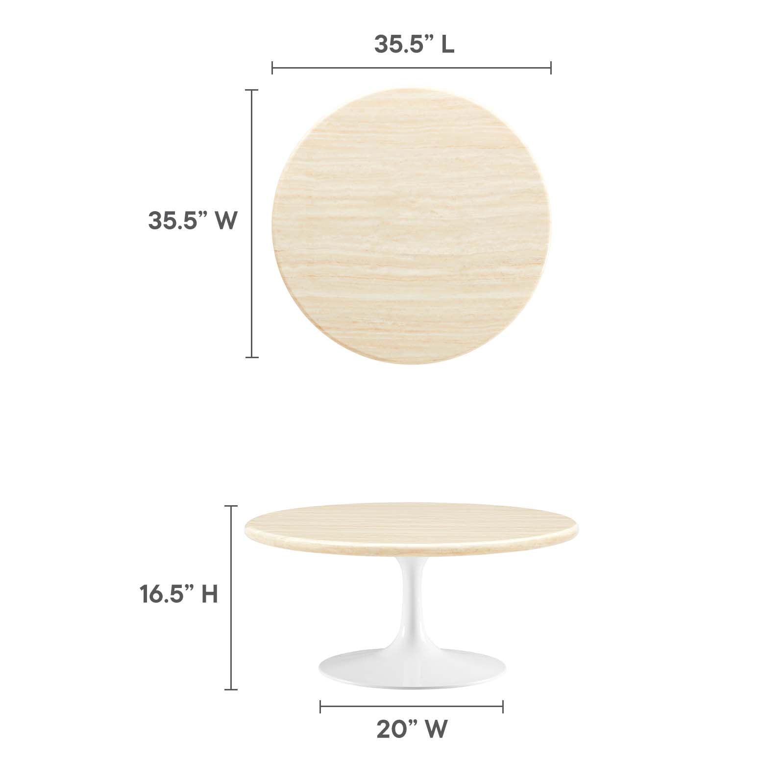 Lippa 36Ó Round Faux Travertine Coffee Table by Modway