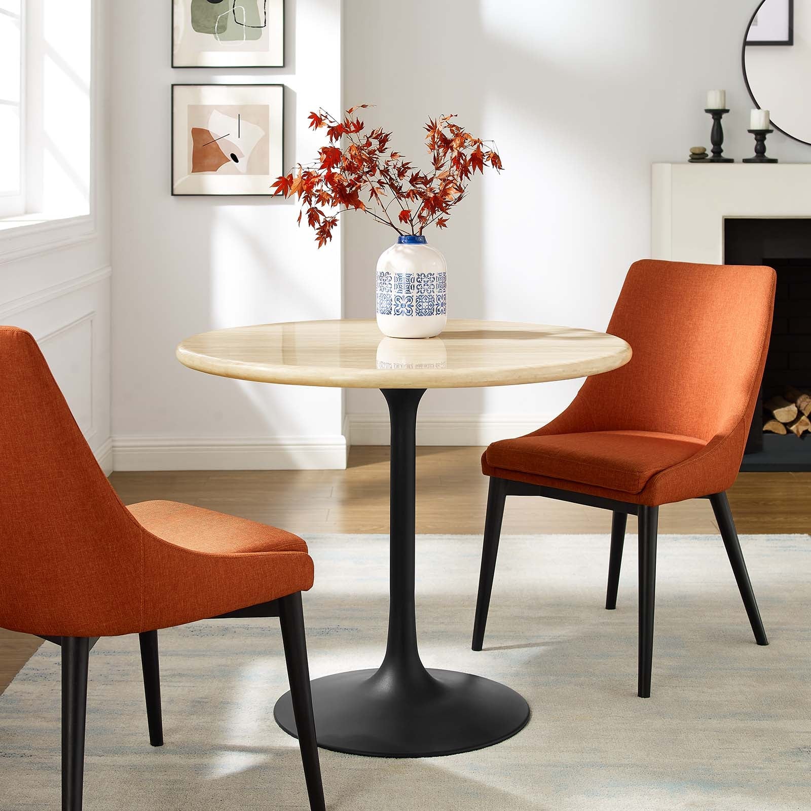 Lippa 36Ó Round Faux Travertine Dining Table by Modway