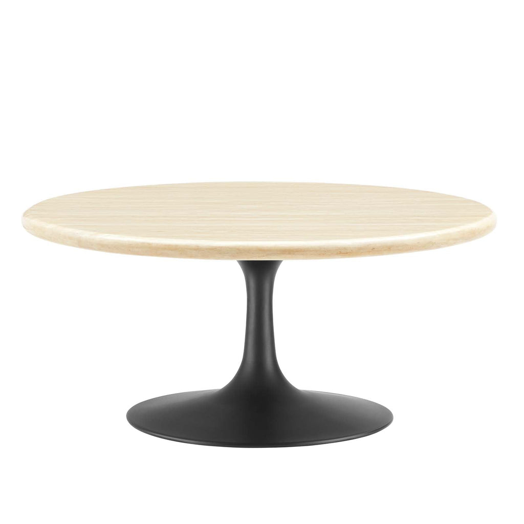 Lippa 36Ó Round Faux Travertine Coffee Table by Modway