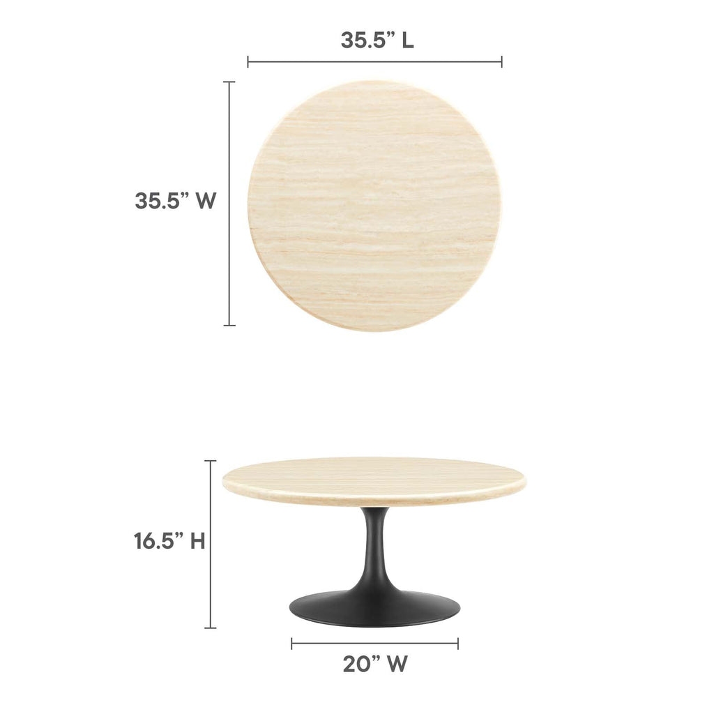 Lippa 36Ó Round Faux Travertine Coffee Table by Modway