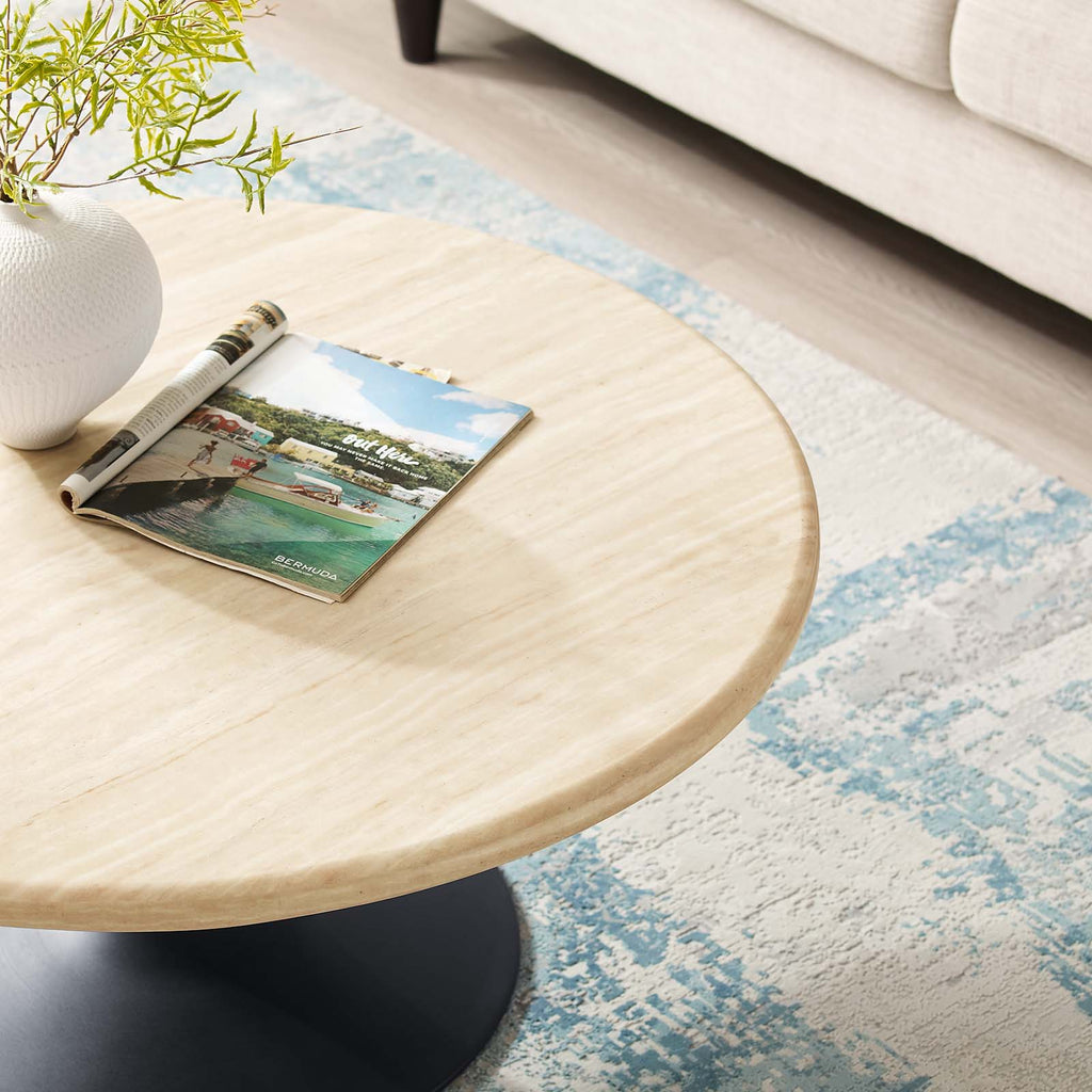 Lippa 36Ó Round Faux Travertine Coffee Table by Modway