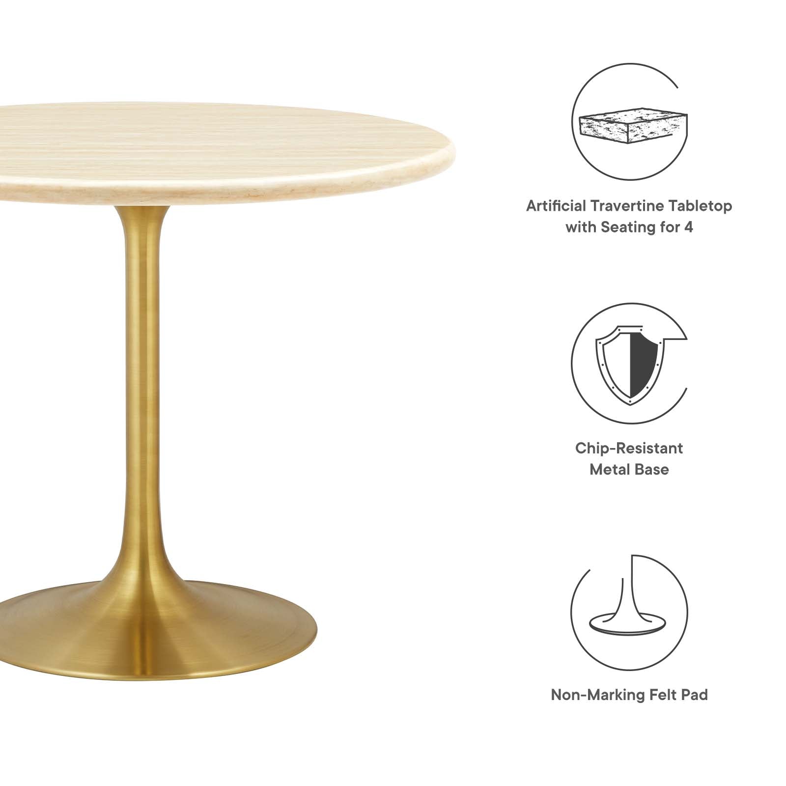 Lippa 36" Round Faux Travertine Dining Table by Modway