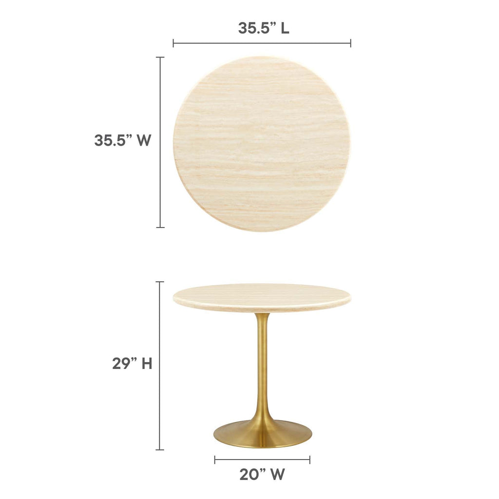 Lippa 36" Round Faux Travertine Dining Table by Modway