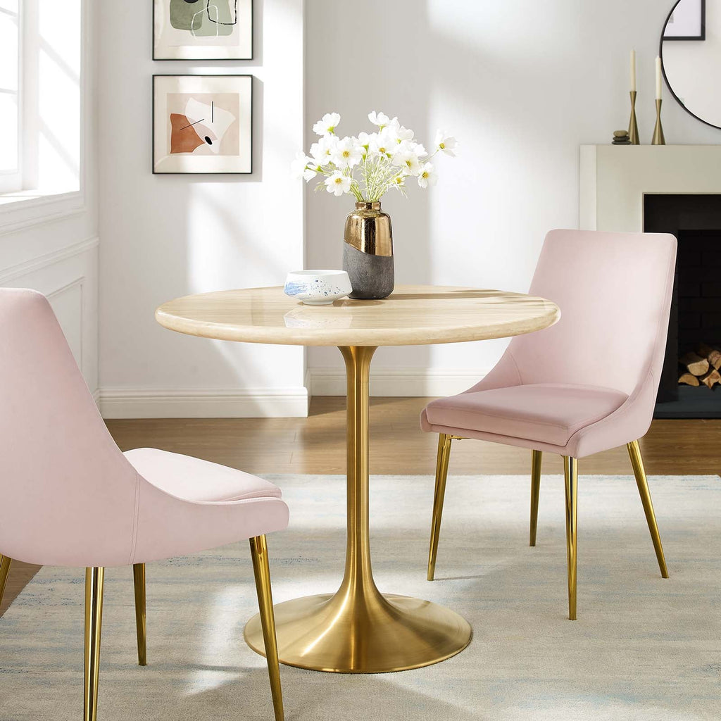 Lippa 36" Round Faux Travertine Dining Table by Modway