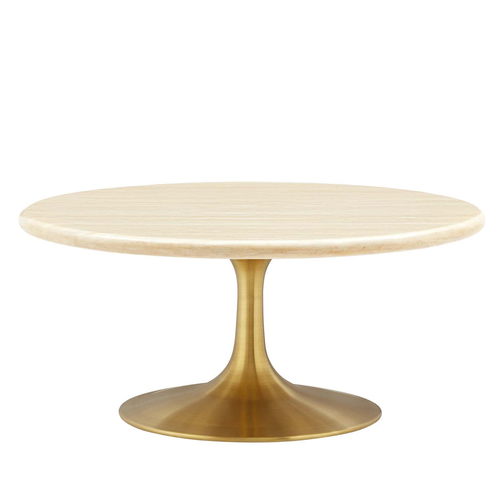 Lippa 36" Round Faux Travertine Coffee Table by Modway