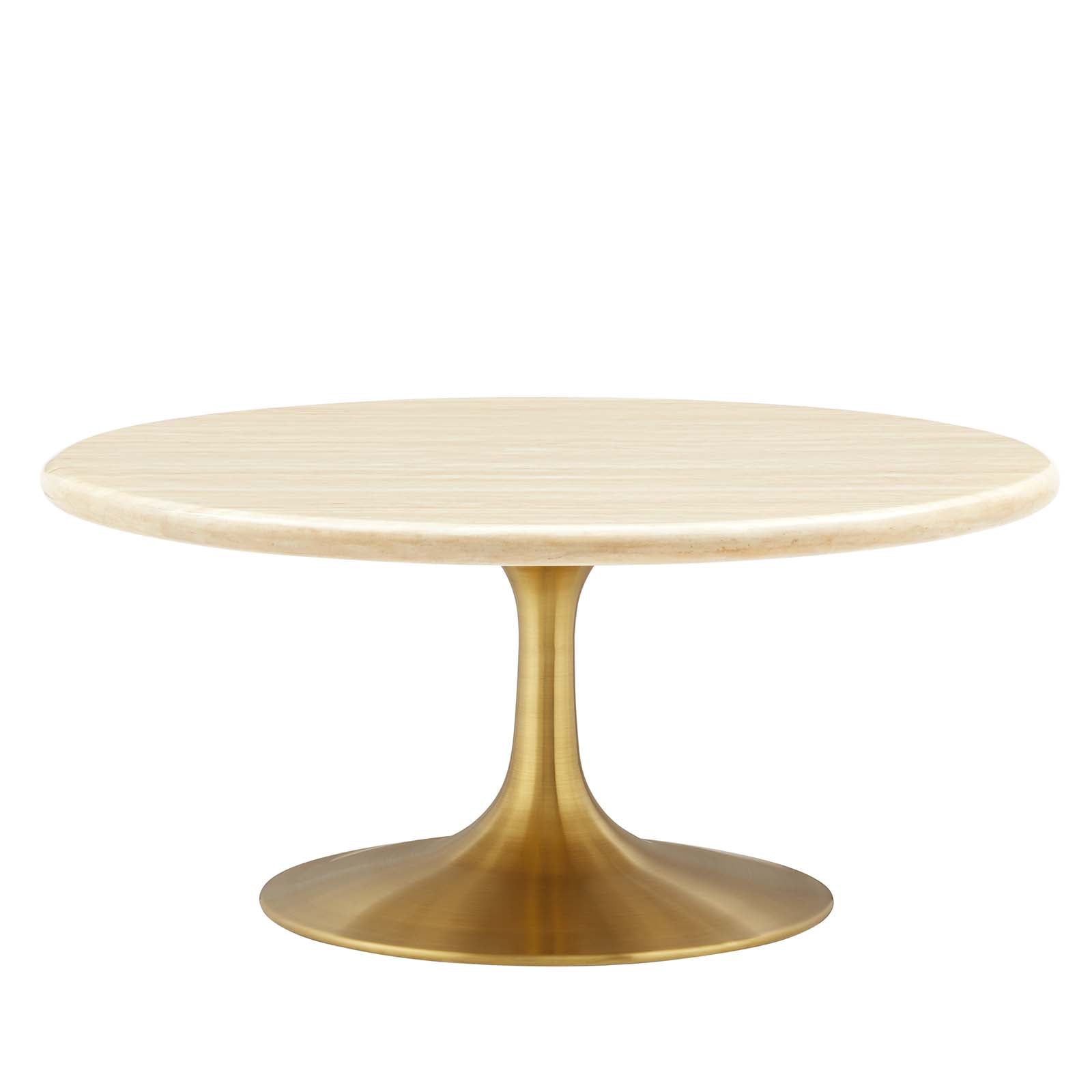 Lippa 36" Round Faux Travertine Coffee Table by Modway