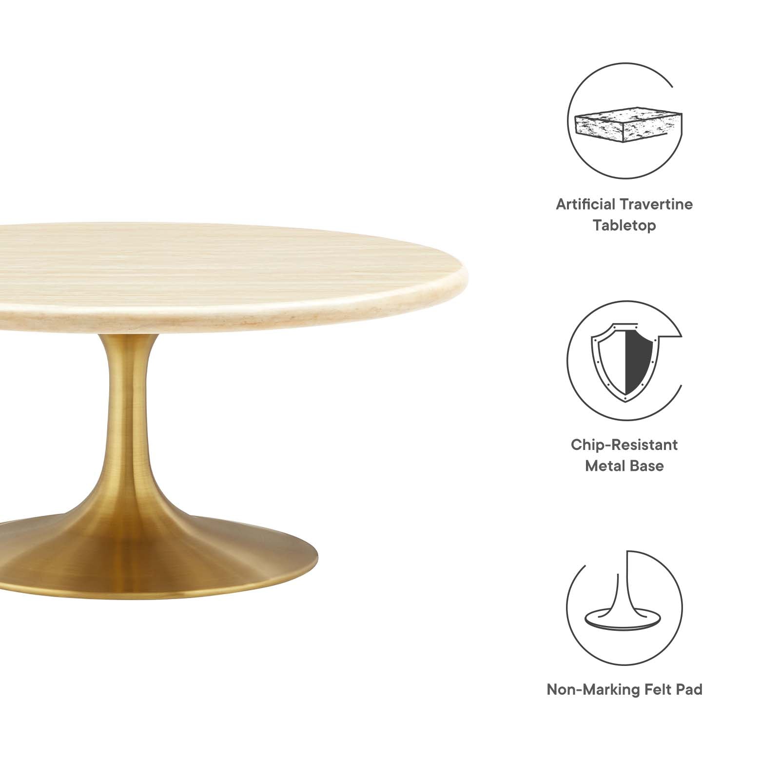 Lippa 36" Round Faux Travertine Coffee Table by Modway