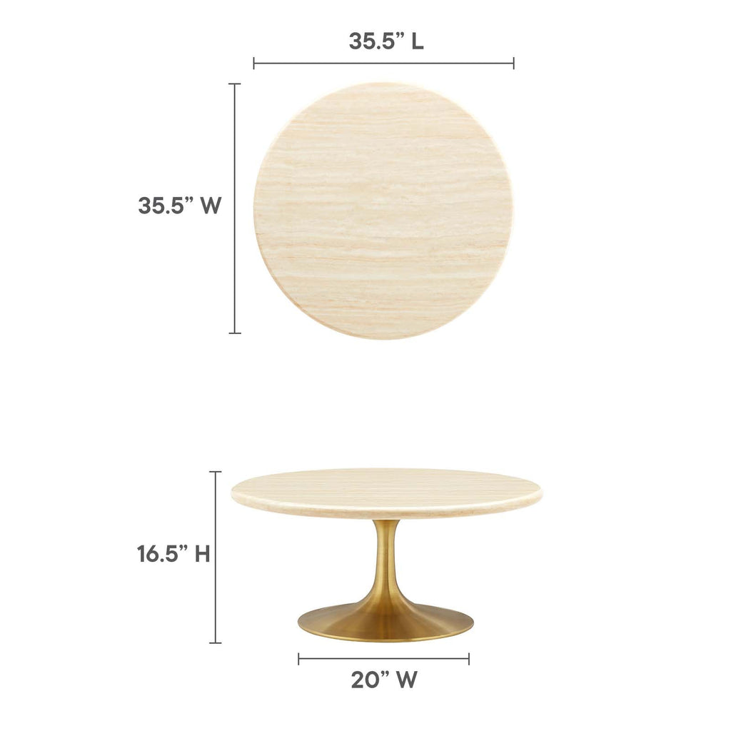 Lippa 36" Round Faux Travertine Coffee Table by Modway