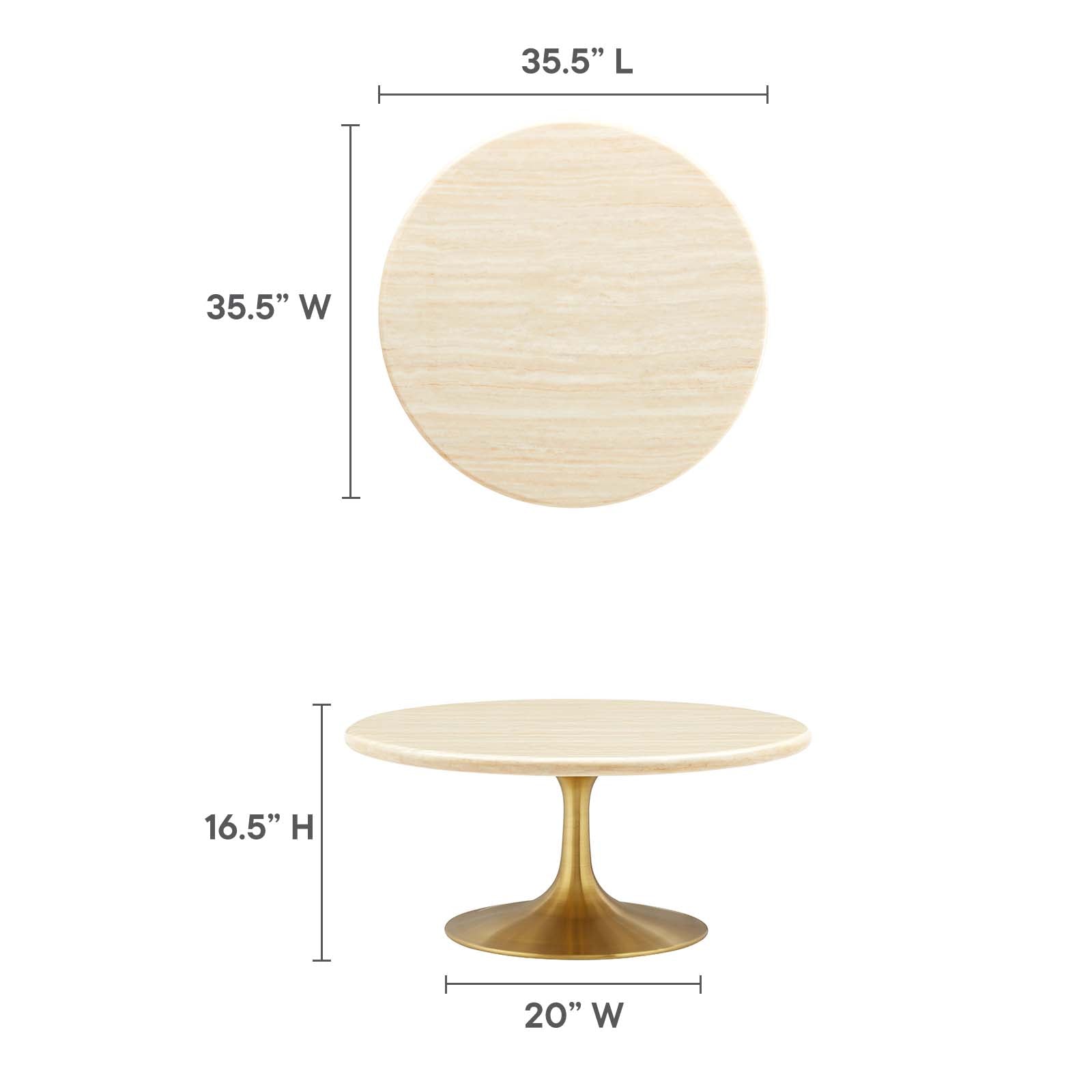 Lippa 36" Round Faux Travertine Coffee Table by Modway