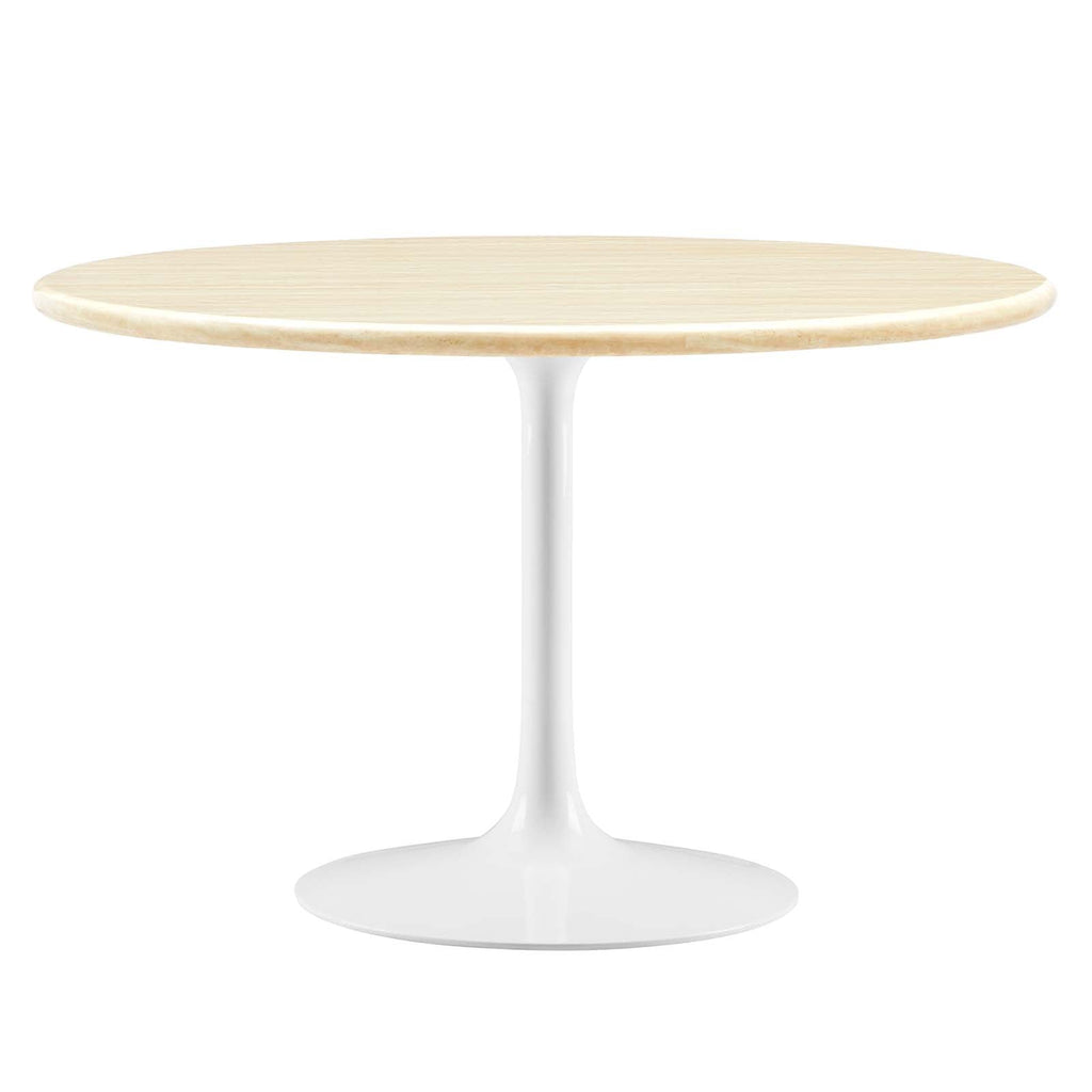 Lippa 48" Round Faux Travertine Dining Table by Modway