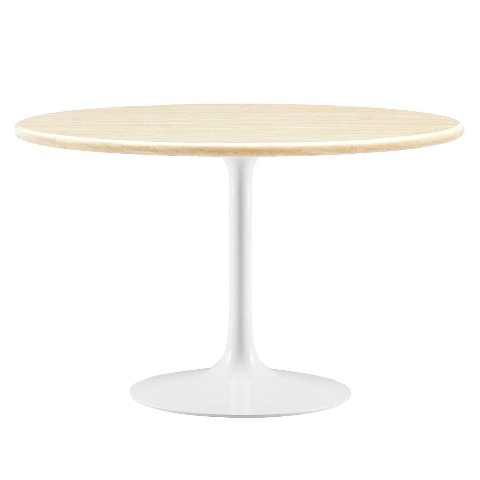 Lippa 48" Round Faux Travertine Dining Table by Modway