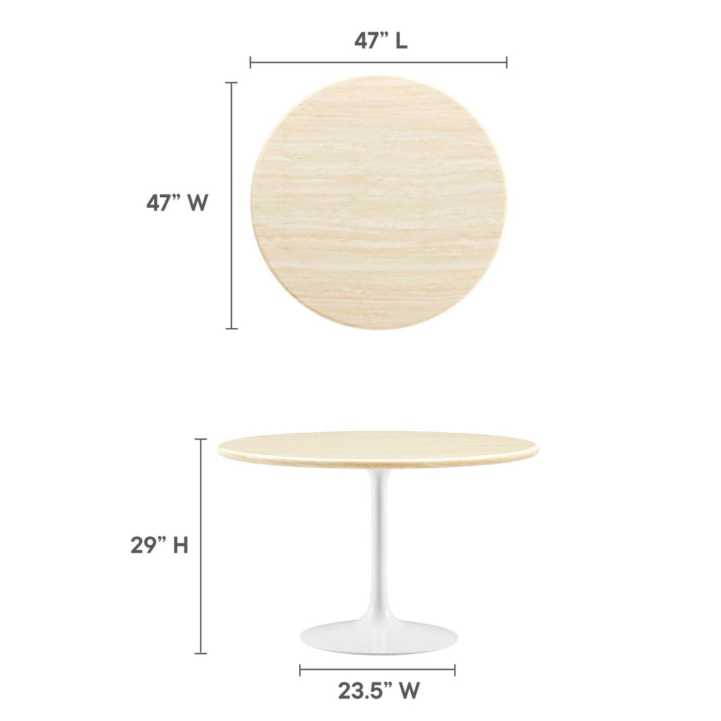 Lippa 48" Round Faux Travertine Dining Table by Modway