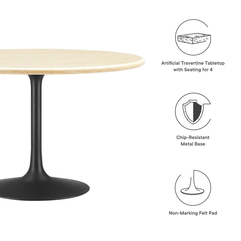 Lippa 48" Round Faux Travertine Dining Table by Modway