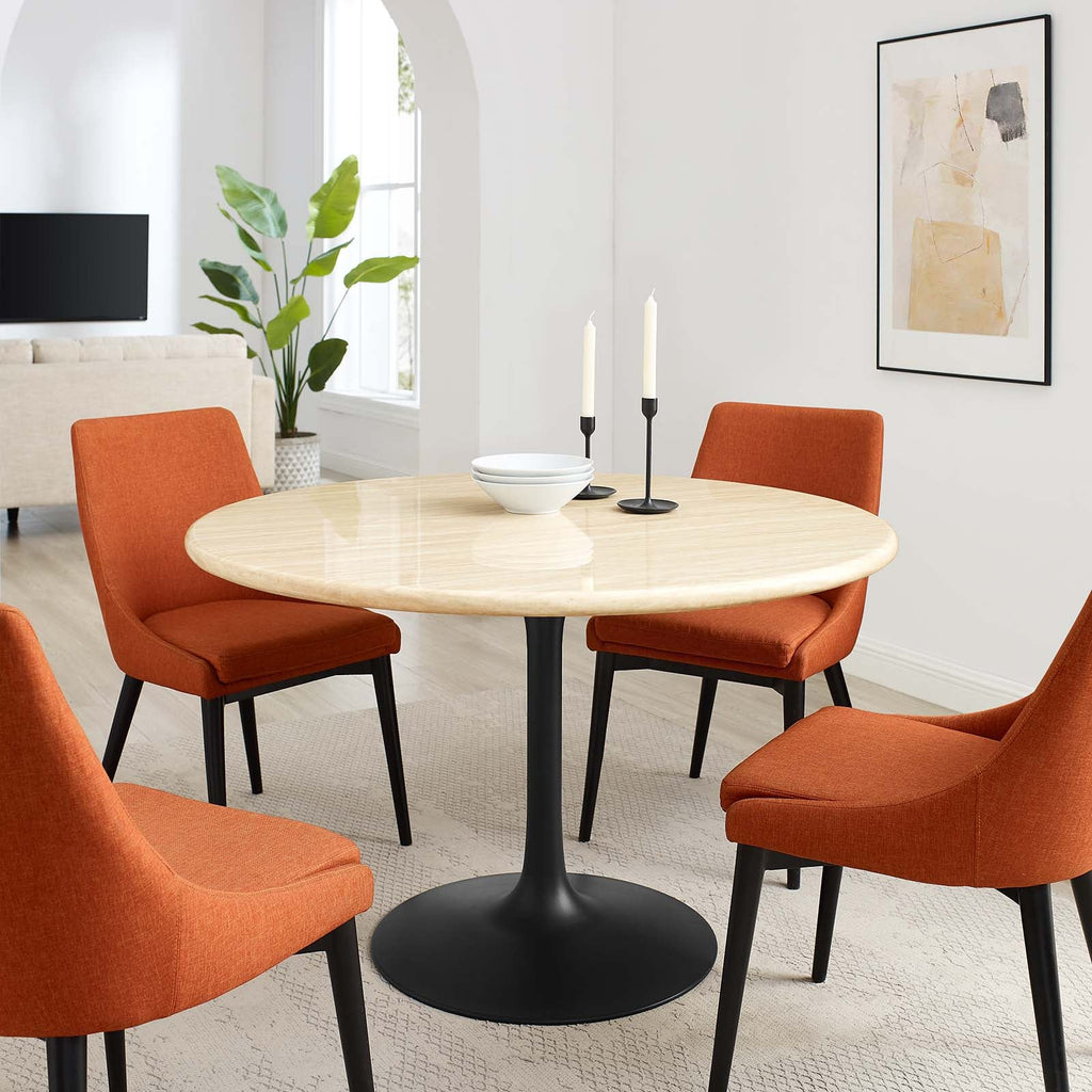 Lippa 48" Round Faux Travertine Dining Table by Modway