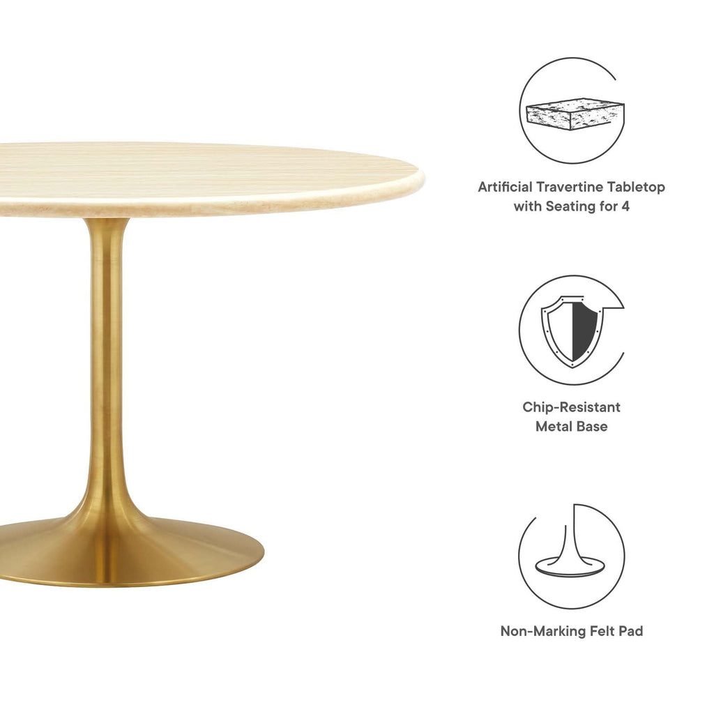 Lippa 48" Round Faux Travertine Dining Table by Modway