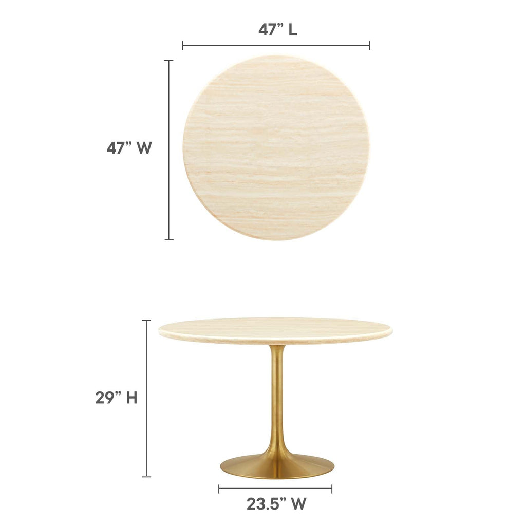 Lippa 48" Round Faux Travertine Dining Table by Modway