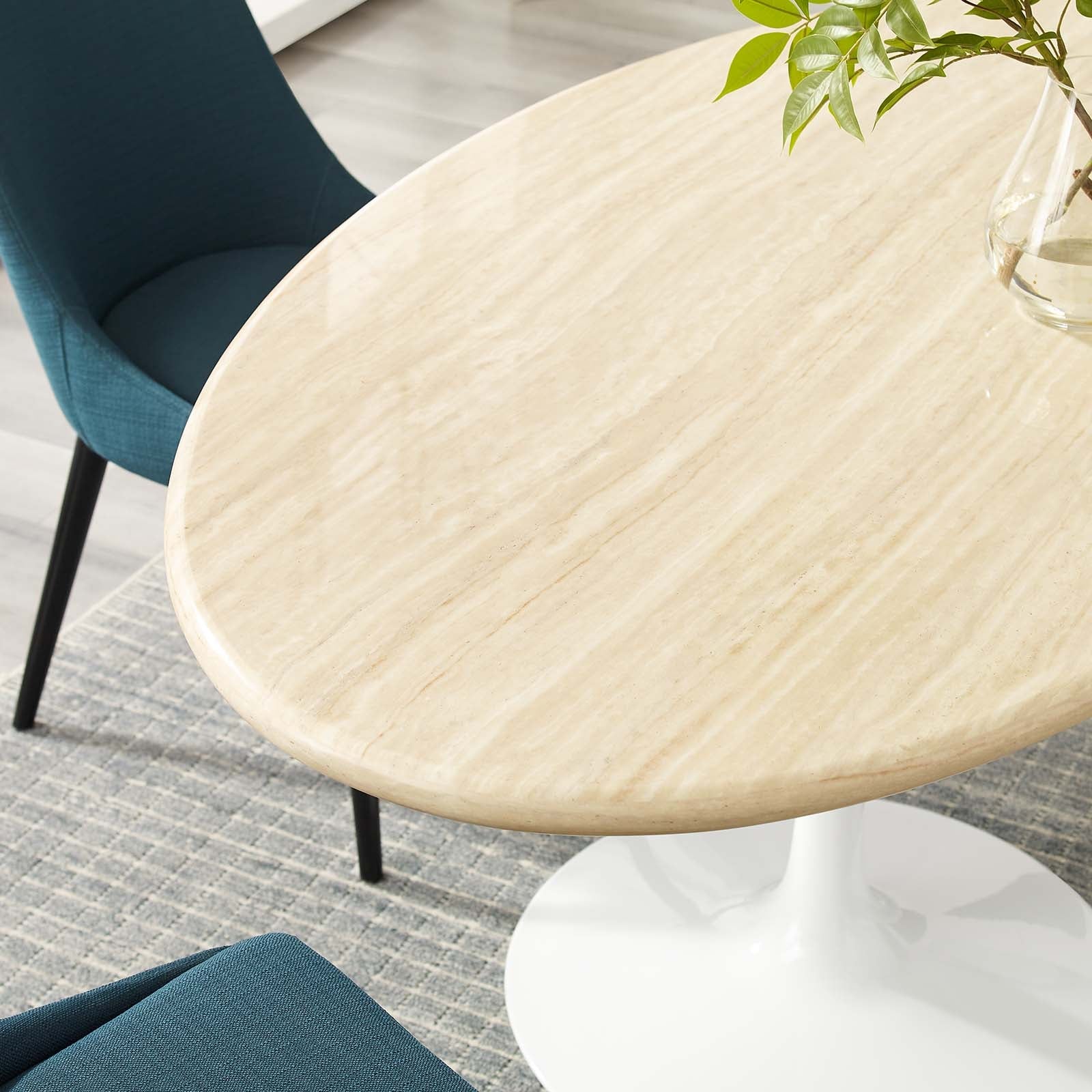 Lippa 60Ó Oval Faux Travertine Dining Table by Modway