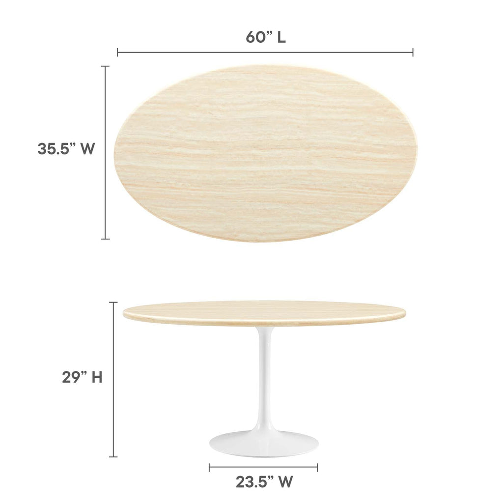 Lippa 60Ó Oval Faux Travertine Dining Table by Modway
