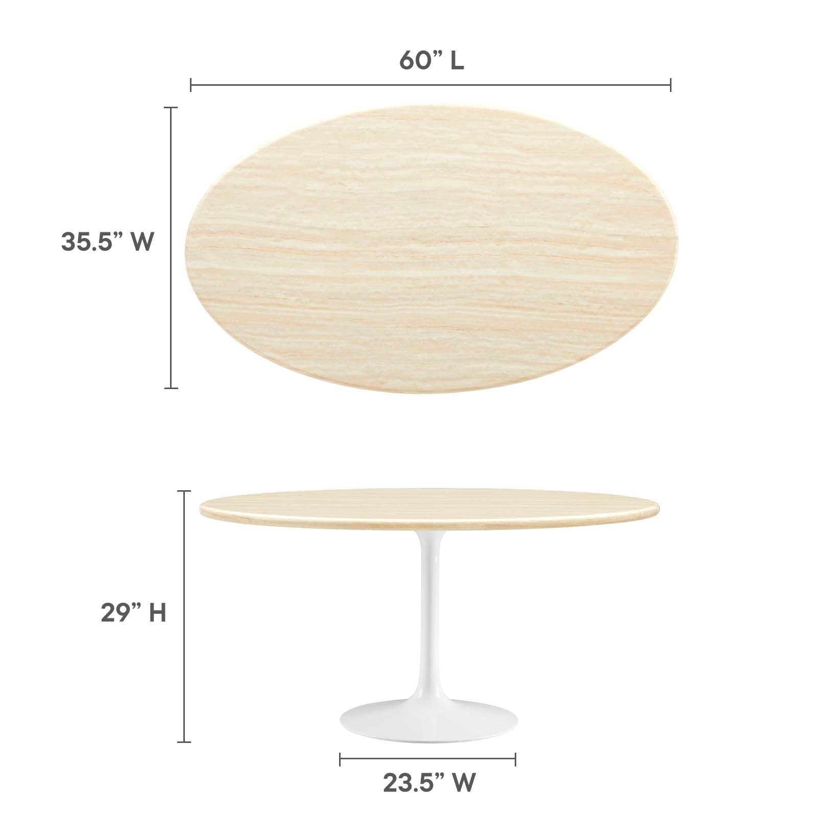 Lippa 60Ó Oval Faux Travertine Dining Table by Modway