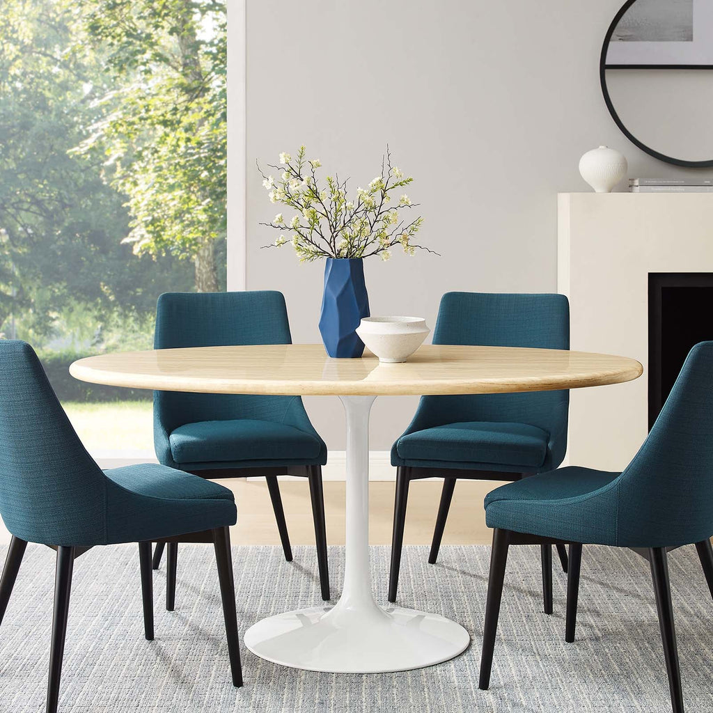Lippa 60Ó Oval Faux Travertine Dining Table by Modway