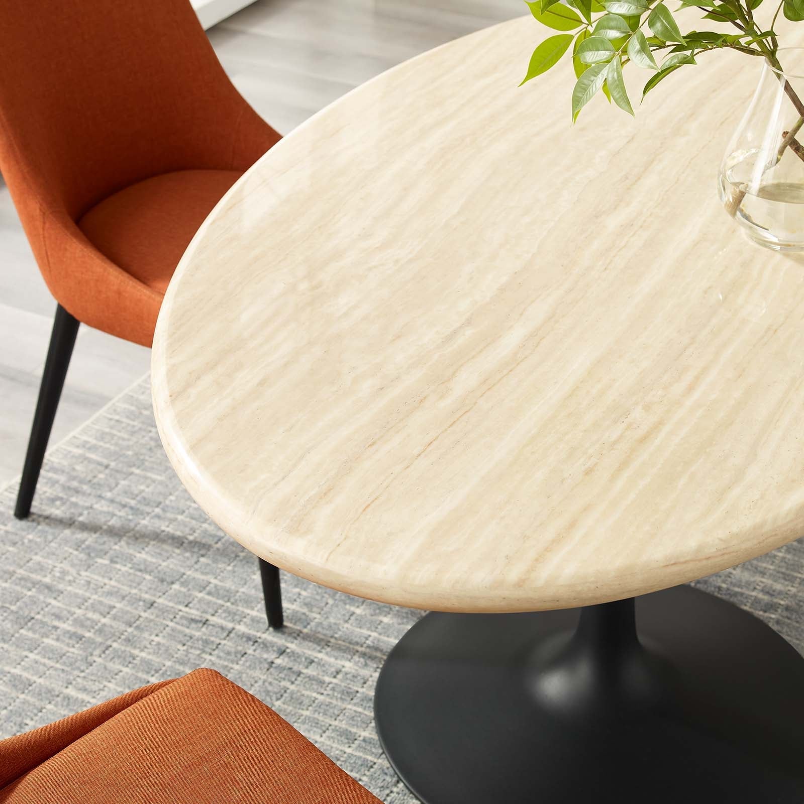 Lippa 60" Oval Faux Travertine Dining Table by Modway