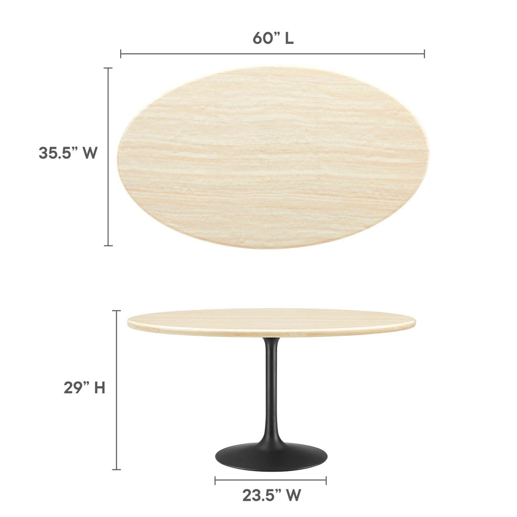 Lippa 60" Oval Faux Travertine Dining Table by Modway
