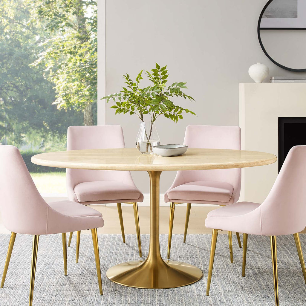 Lippa 60" Oval Faux Travertine Dining Table by Modway