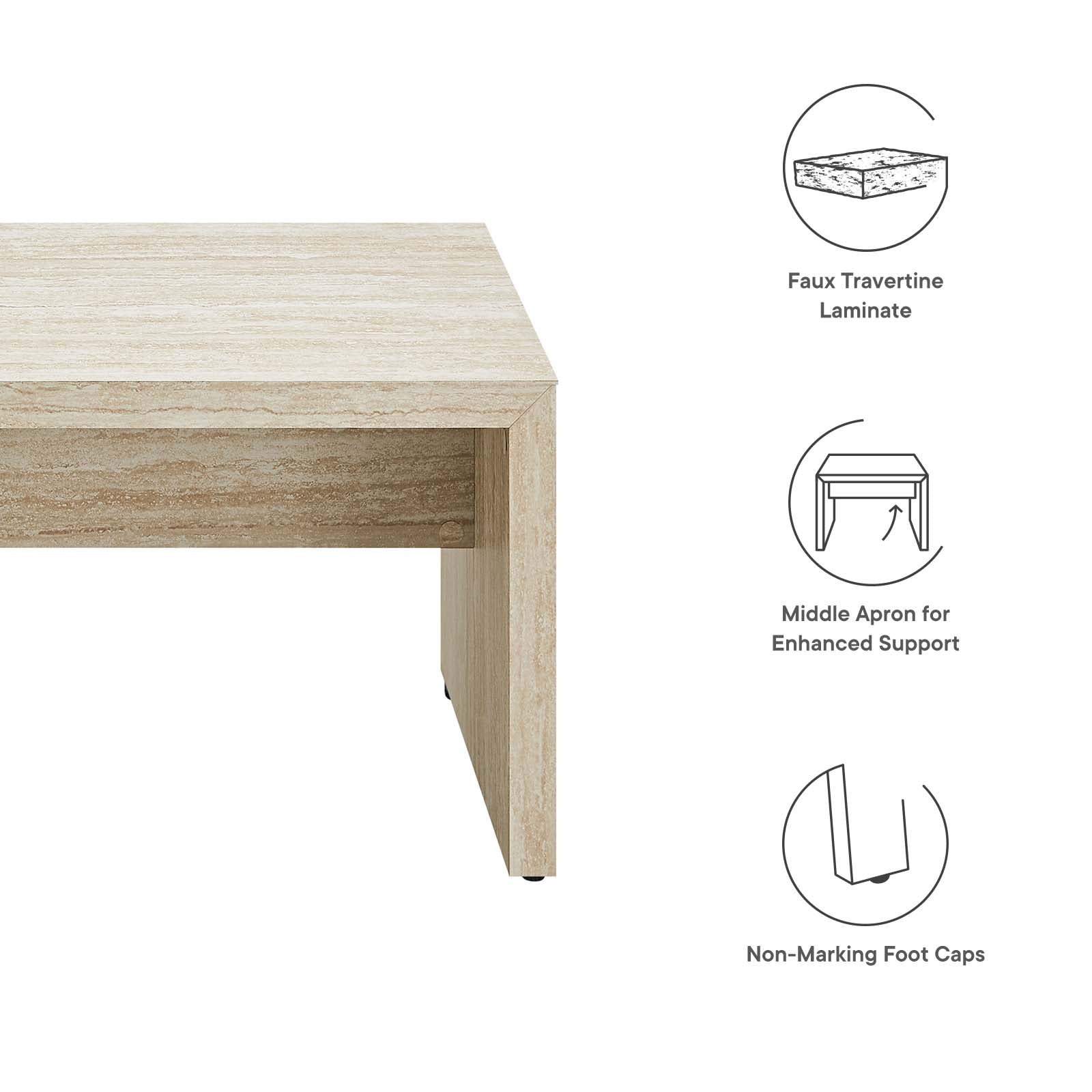 Mirella 53.5Ó Faux Travertine Bench by Modway