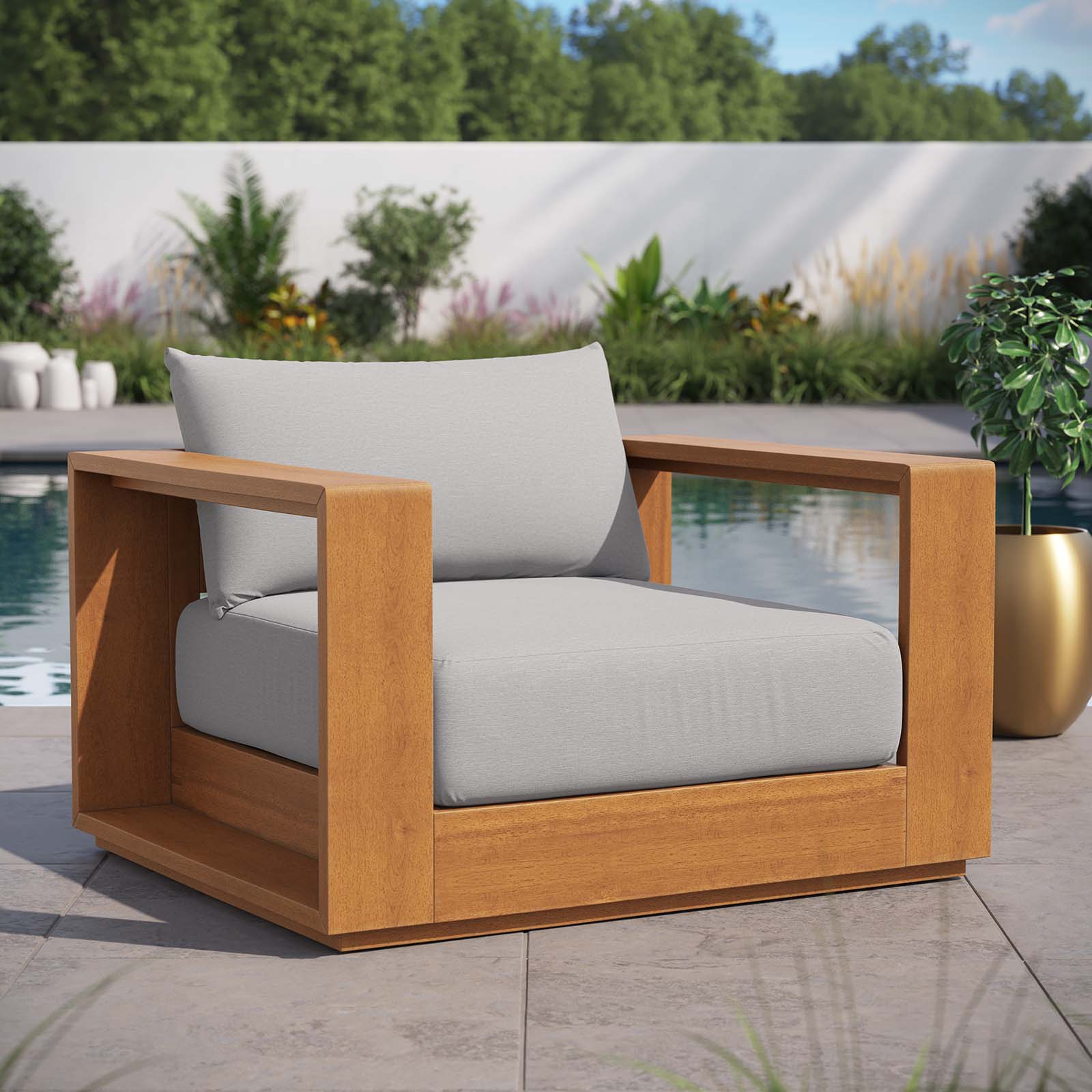 Tahoe Outdoor Patio Acacia Wood Chair by Modway