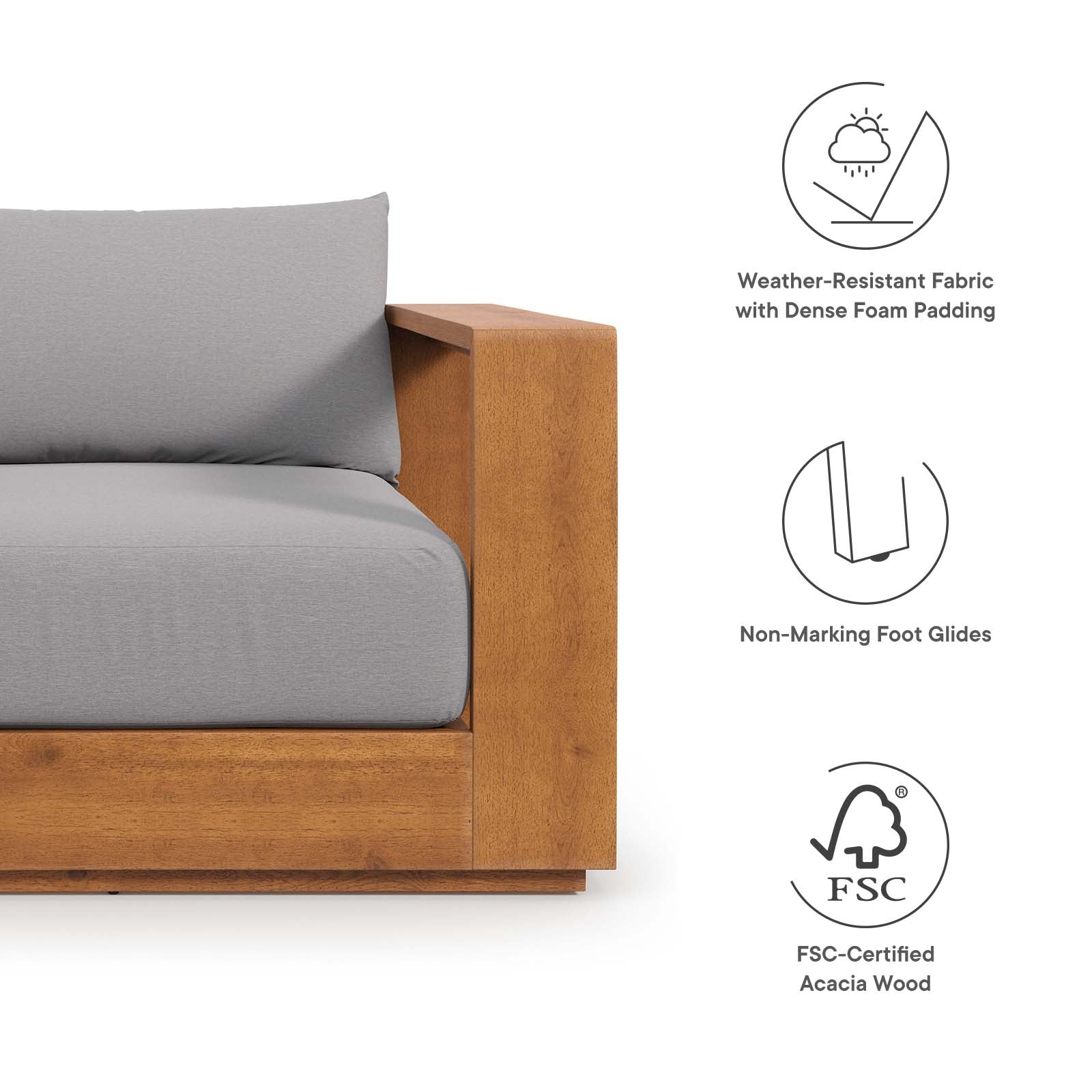 Tahoe Outdoor Patio Acacia Wood Chair by Modway