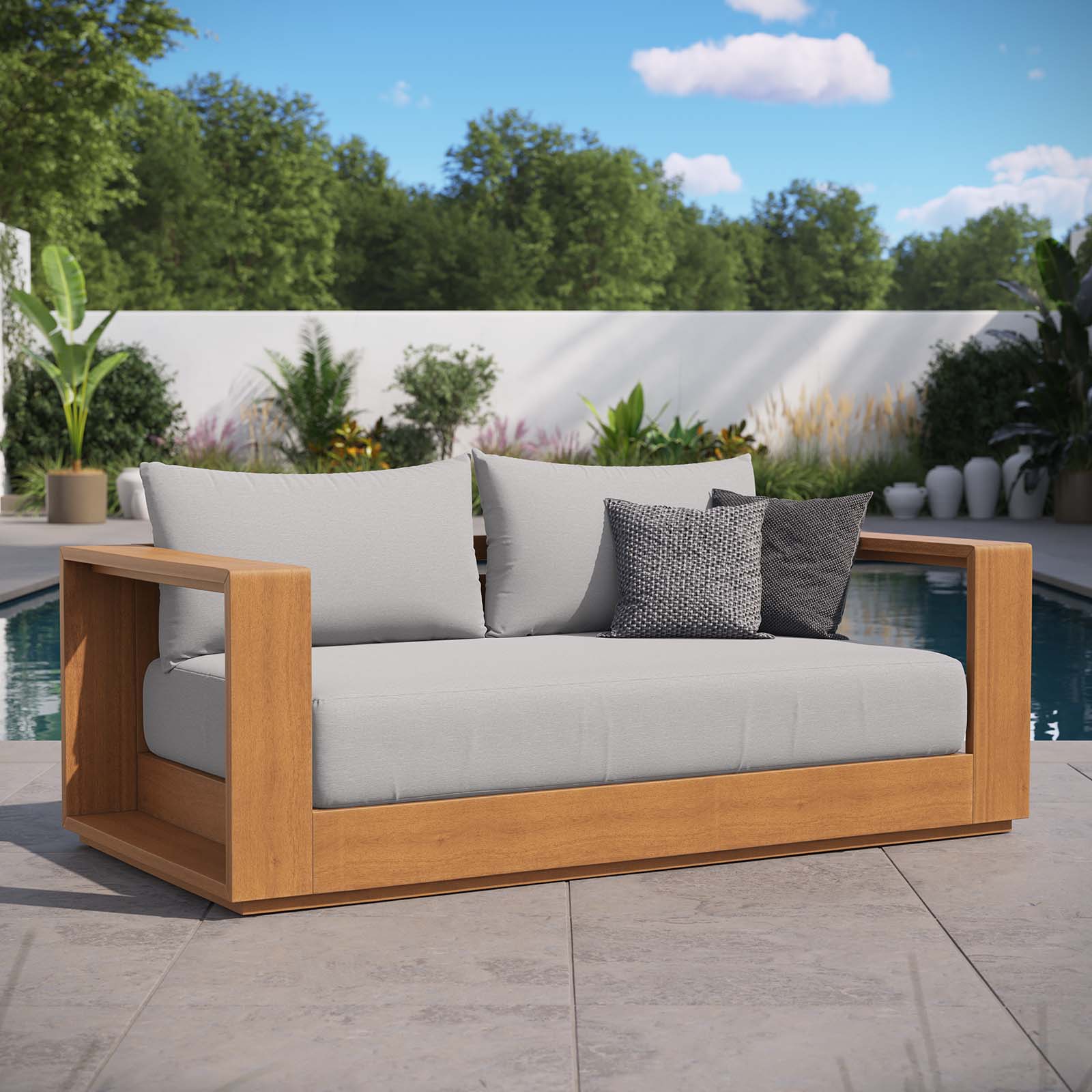 Tahoe Acacia Wood Outdoor Patio Acacia Wood Loveseat by Modway