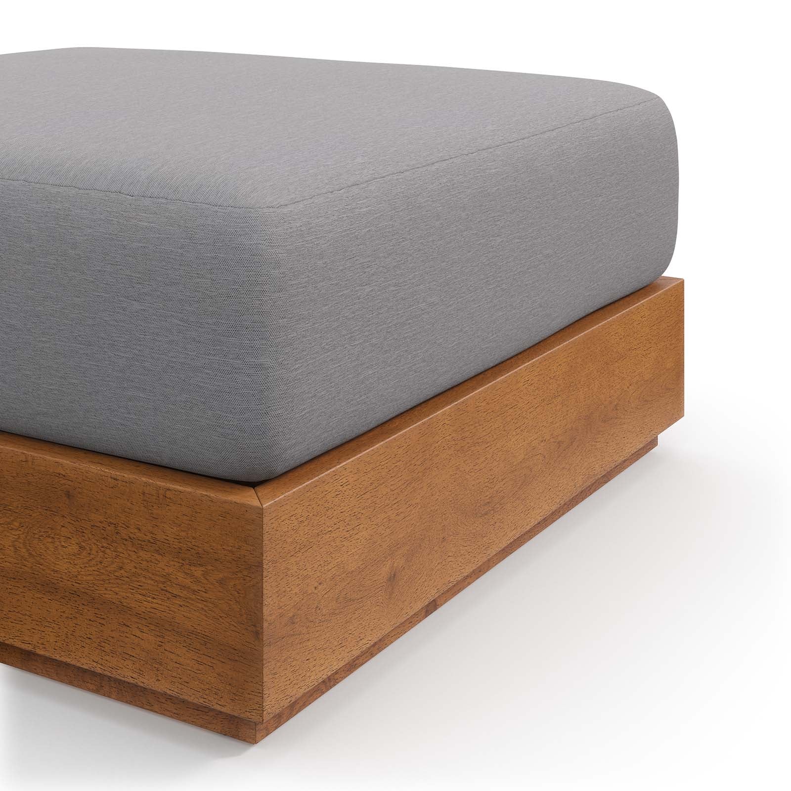 Tahoe Outdoor Patio Acacia Wood Ottoman by Modway