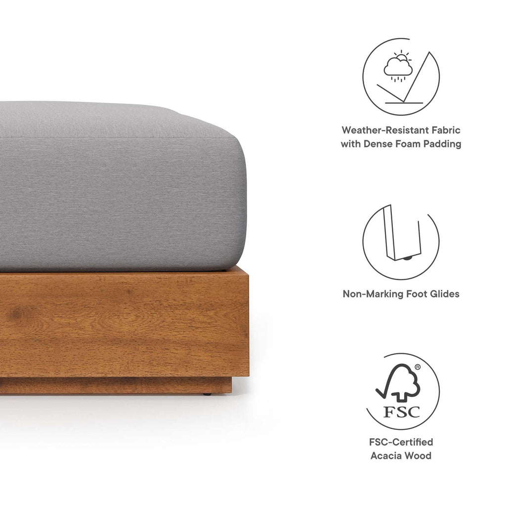 Tahoe Outdoor Patio Acacia Wood Ottoman by Modway