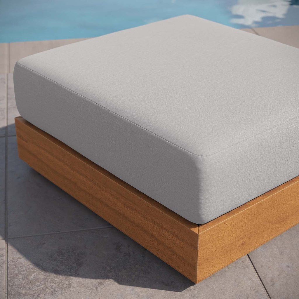Tahoe Outdoor Patio Acacia Wood Ottoman by Modway