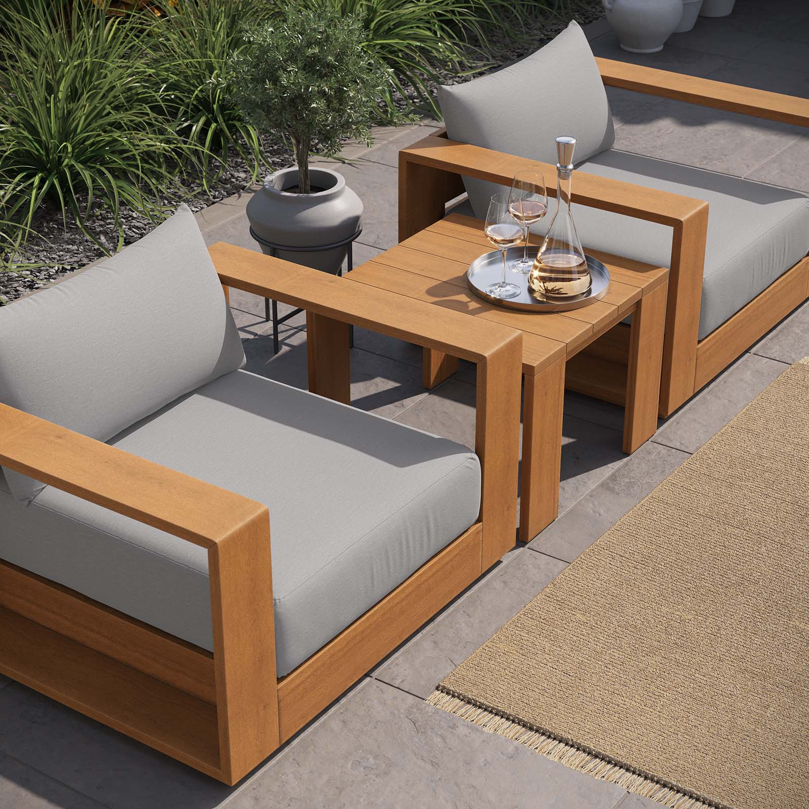 Tahoe 3-Piece Outdoor Patio Acacia Wood Furniture Set by Modway