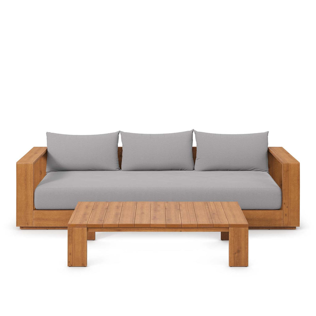 Tahoe 2-Piece Outdoor Patio Acacia Wood Sofa and Coffee Table Set by Modway