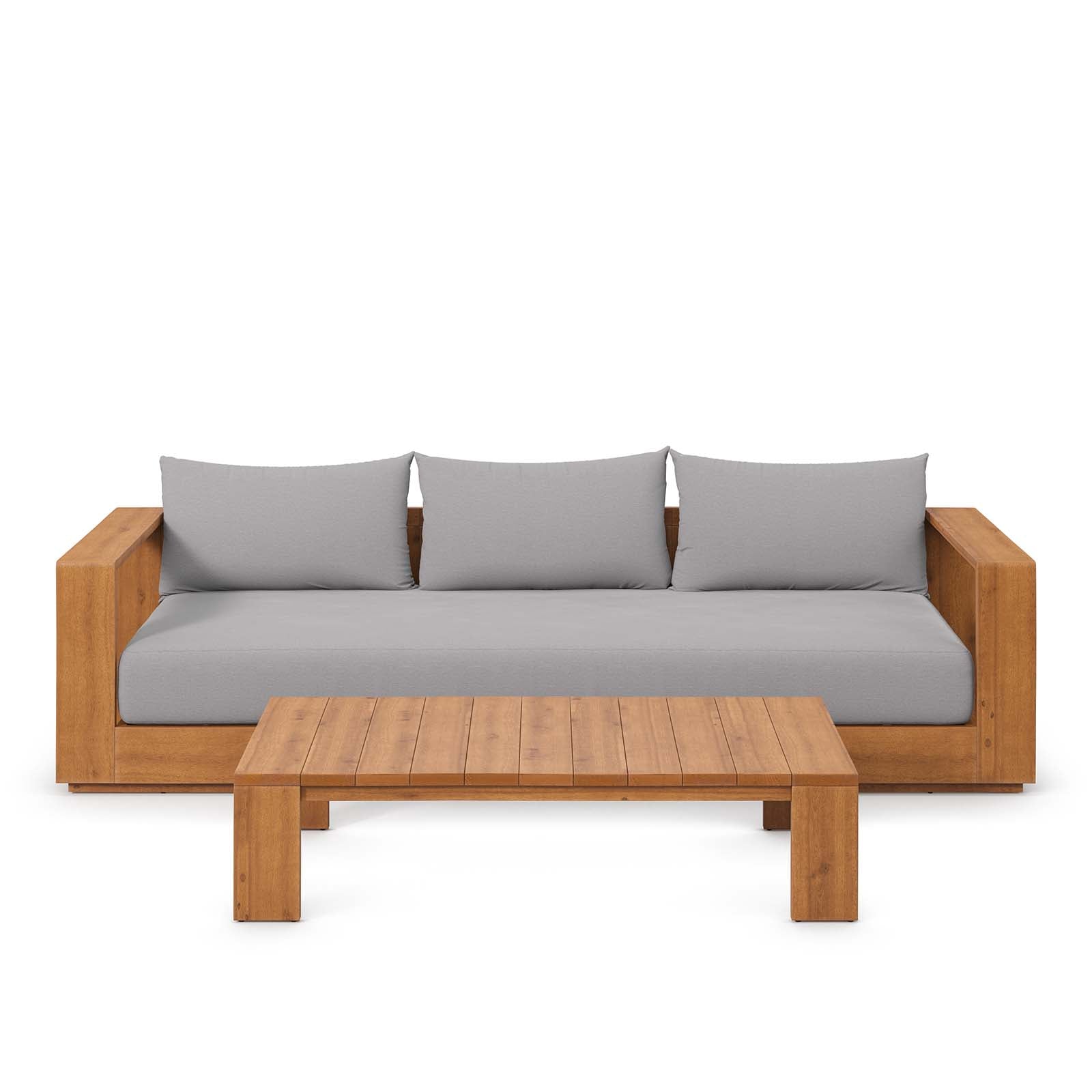 Tahoe 2-Piece Outdoor Patio Acacia Wood Sofa and Coffee Table Set by Modway