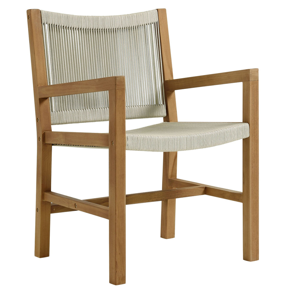 Vienna 7-Piece Outdoor Patio Teak and Rope Dining Set with Armchairs by Modway
