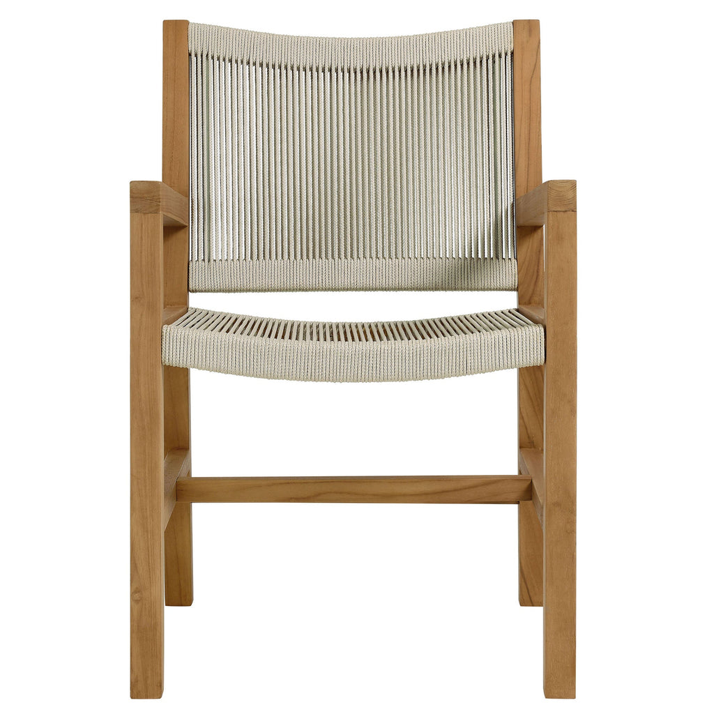 Vienna 3-Piece Outdoor Patio Teak and Rope Dining Set with Armchairs by Modway