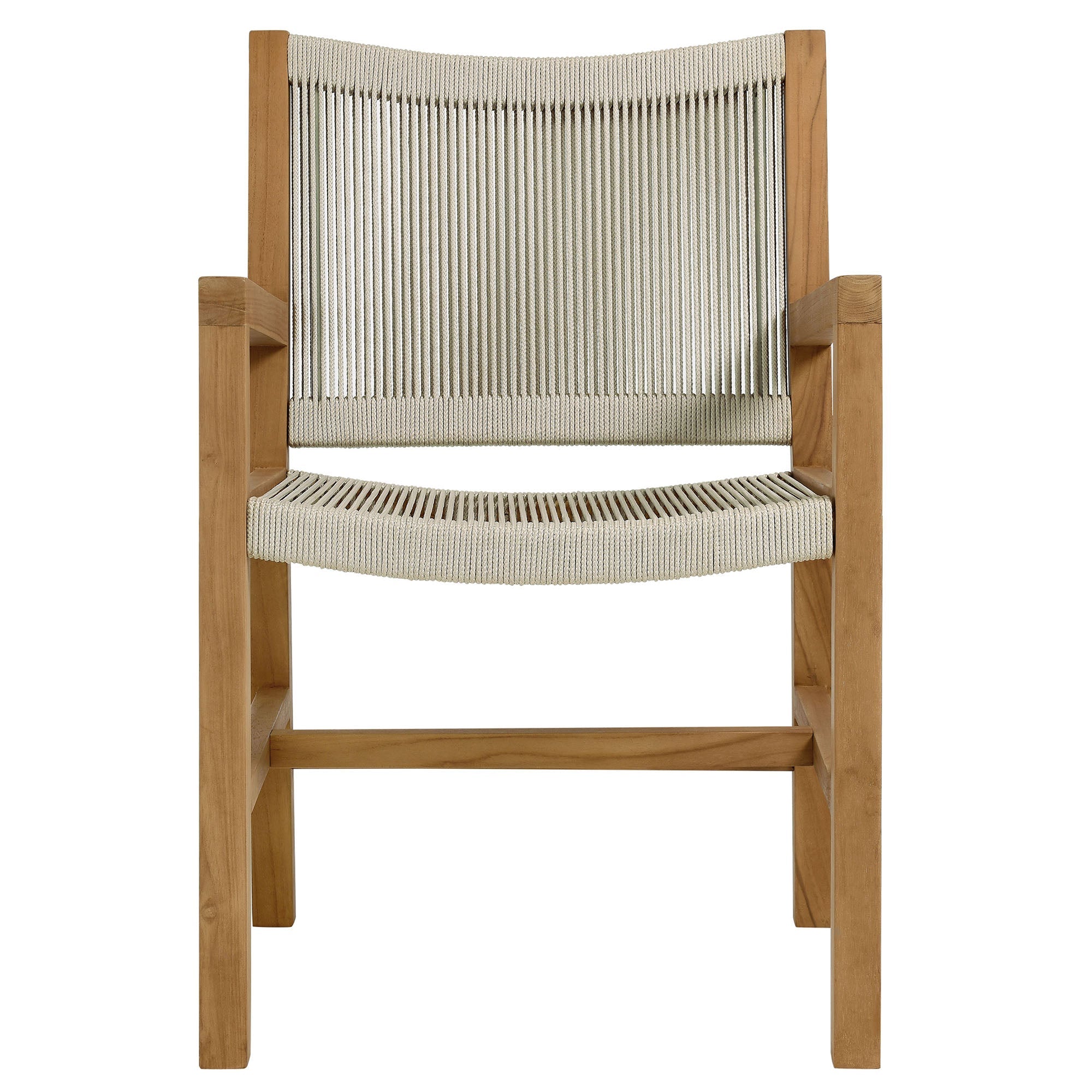 Vienna 3-Piece Outdoor Patio Teak and Rope Dining Set with Armchairs by Modway