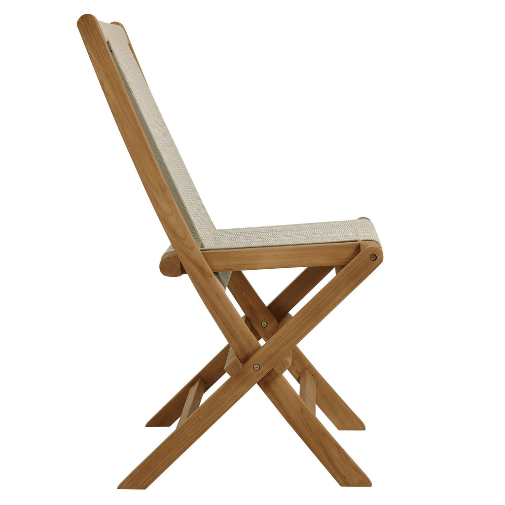 Vienna 5-Piece Outdoor Patio Teak Wood Dining Set with Rope Folding Chairs by Modway