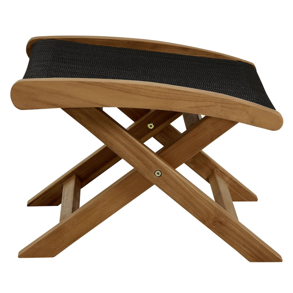 Vienna 2-Piece Outdoor Patio Teak and Rope Folding Accent Lounge Chair and Ottoman Set by Modway