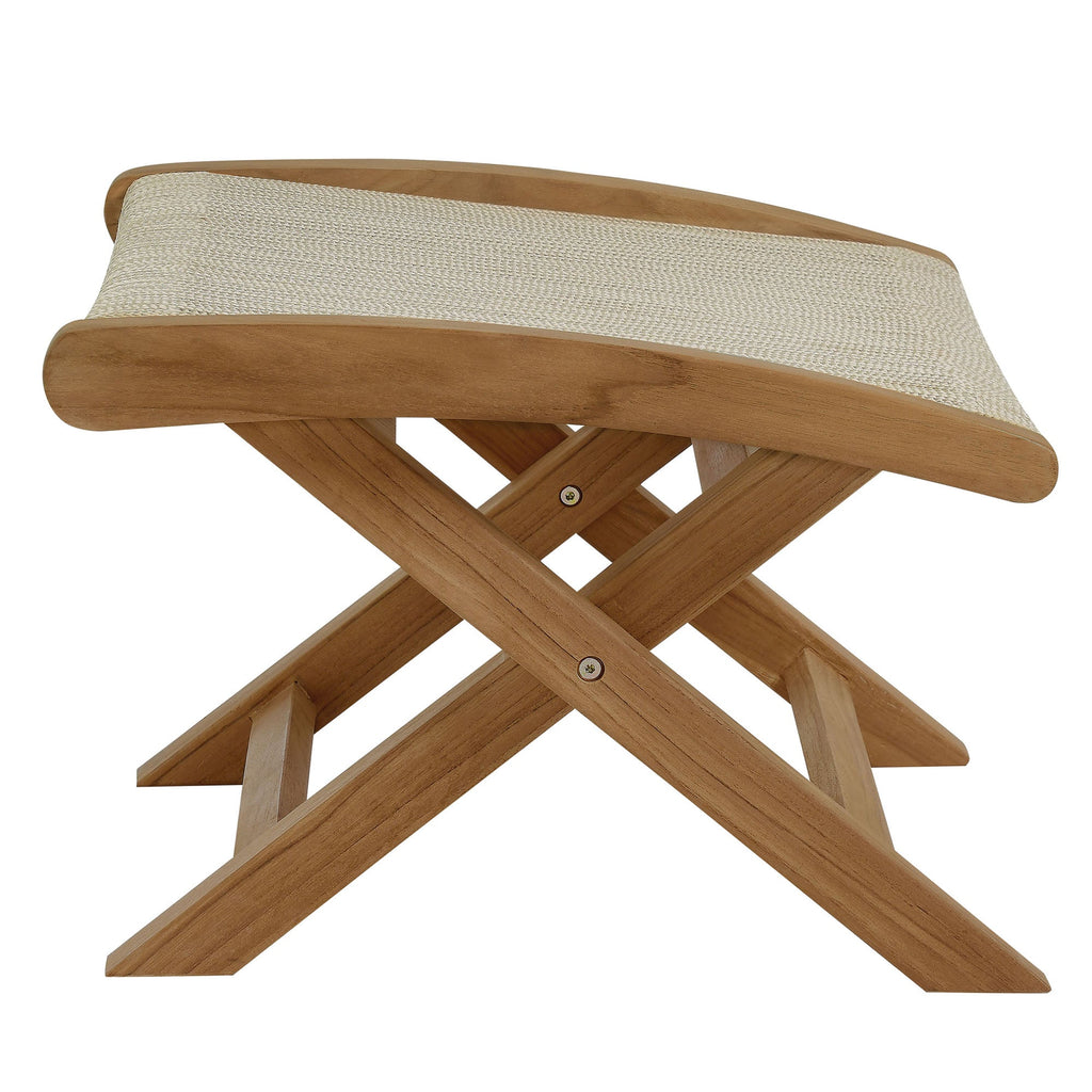 Vienna 2-Piece Outdoor Patio Teak and Rope Folding Accent Lounge Chair and Ottoman Set by Modway