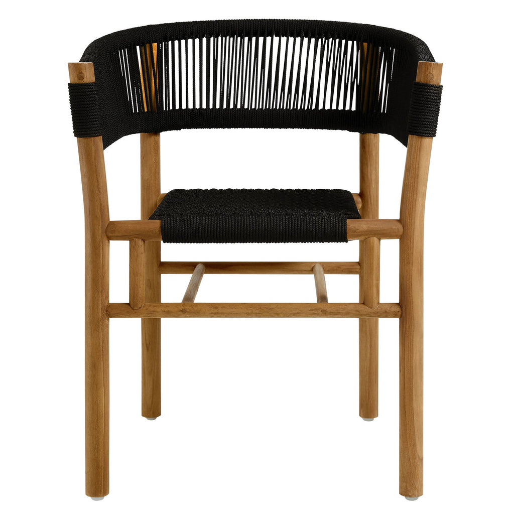 Vienna 7-Piece Outdoor Patio Teak and Rope Dining Set with Curved-Back Armchairs by Modway