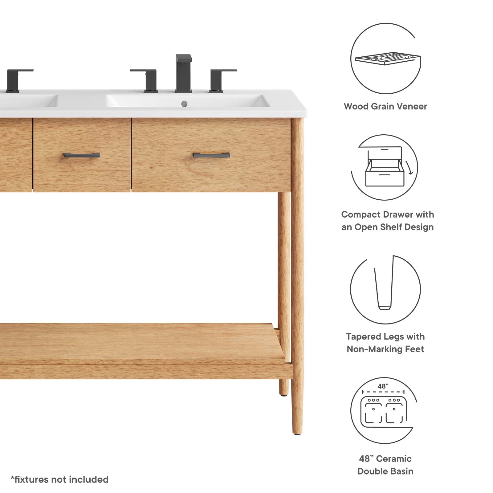 Zaire 48" Double Sink Bathroom Vanity by Modway