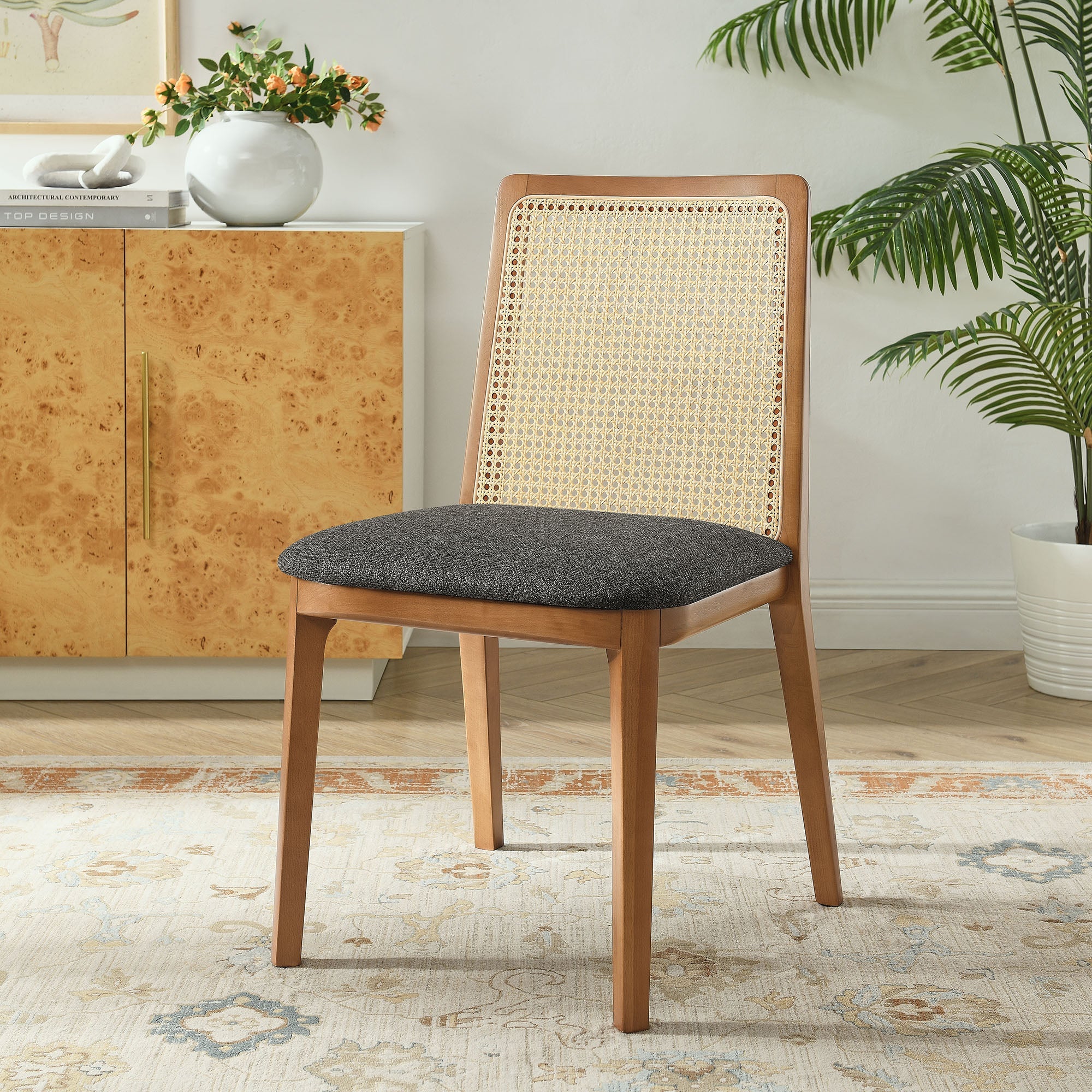 Monarch Wood and Rattan Dining Side Chair by Modway