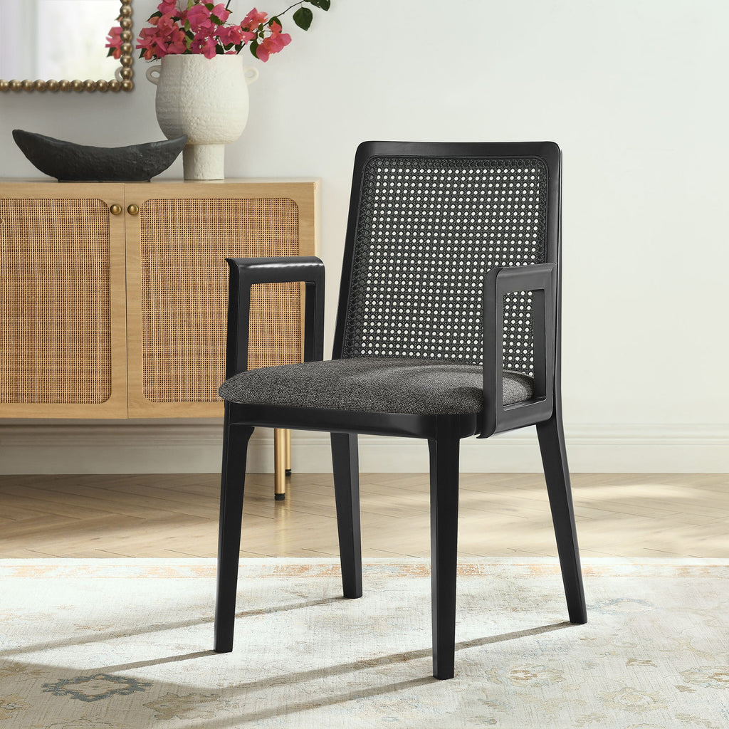 Monarch Wood and Rattan Dining Armchair by Modway